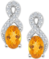 Macy's Rhodolite Garnet (1-1/8 Ct. T.w.) & White Topaz (1/6 Ct. T.w.) Looped Drop Earrings In Sterling Silv In Citrine