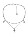 And Now This Cross Charm Double Chain Anklet In Silver Plate In Silver