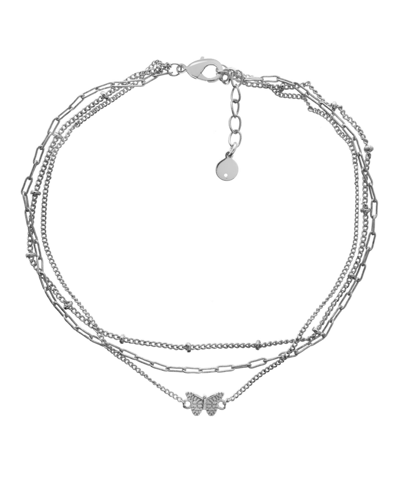 And Now This Multi Chain Butterfly Anklet In Silver Plate