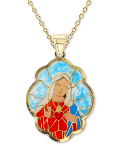 Macy's Enamel Mary 18" Pendant Necklace In 14k Gold