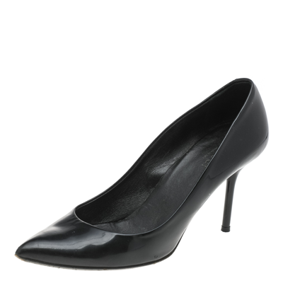 Pre-owned Gucci Black Patent Leather Pointed Toe Pumps Size 37