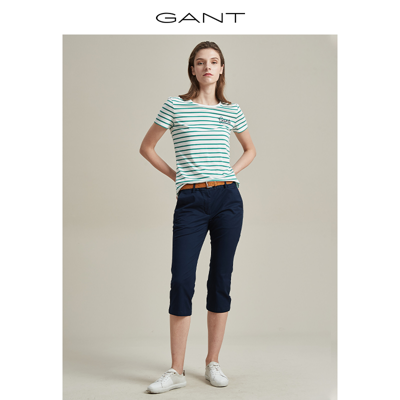 Gant 甘特 女士简约清爽温柔条纹休闲舒适圆领纯棉短袖t恤4203444 红色-620 Xl