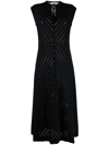 JIL SANDER BLACK STRIPED MAXI DRESS