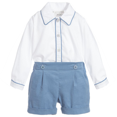 Rachel Riley Babies' Boys Blue & Ivory Cotton Buster Suit