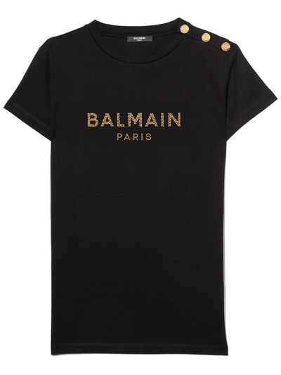 Balmain Girls Teen Black Cotton T-shirt
