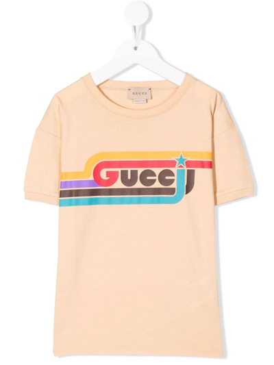 Gucci Kids' Logo-print Cotton T-shirt In Brown