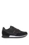 Hugo Boss Running-style Trainers In Mixed Materials With Raised Logo In Black