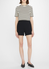 Jil Sander Black And White Knitted Striped T-shirt In Cotton Woman In Open Grey