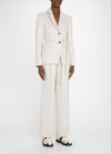 Max Mara Carina Straight-leg Linen Trousers In Sand