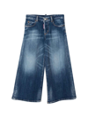Dsquared2 Teen High-waist Wide-leg Jeans In Denim
