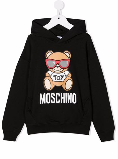Moschino Kids' Toy-bear Print Hoodie In Black