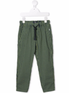 Il Gufo Drawstring Striped Trousers In Green