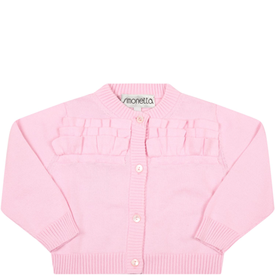 Simonetta Pink Cardigan For Baby Girl