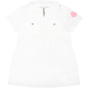 MONCLER WHITE DRESS FOR BABY GIRL WITH LOGO