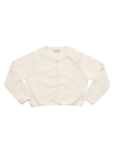 Il Gufo Kids' Short Cotton Cardigan In White