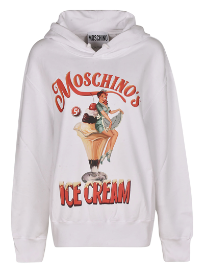 Moschino Graphic-print Cotton-jersey Hoody In Fantasy Print White