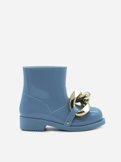 Jw Anderson Rubber Chain Ankle Boots With Chain Detail In Turquoise