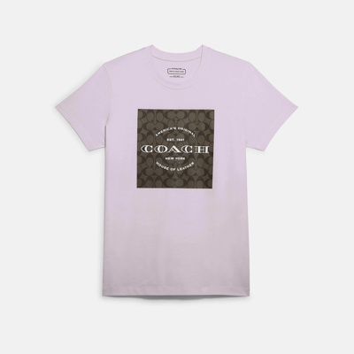 Coach Signature T-shirt In Organic Cotton In Pink
