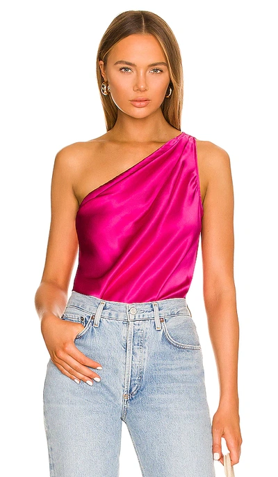 Cami Nyc Darby One-shoulder Silk Bodysuit In Fuchsia