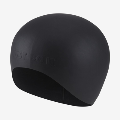 Nike Solid Long Hair Silicone Training Cap In Black