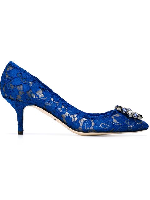 blue lace pumps