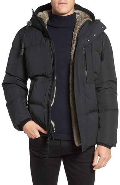 Andrew Marc Ascent Down Parka With Removable Faux Fur Liner In Black
