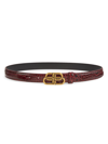 Balenciaga Bb Shiny Croc-embossed Leather Belt In Dark Red