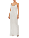 Mac Duggal Beaded Rhinestone-embellished Column Gown In White