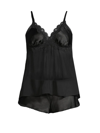 In Bloom 2-piece Satin Camisole & Shorts Set In Black
