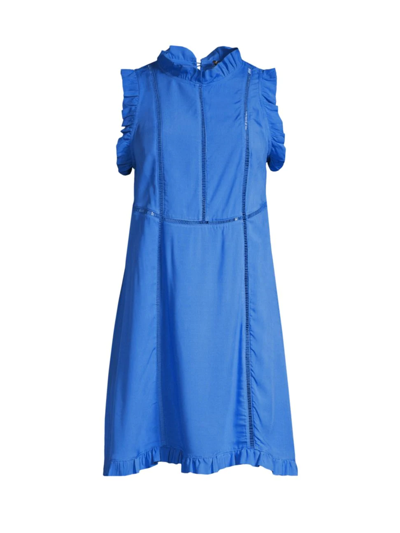 Aurum Ruffle Sleeveless Cutout Shift Dress In Light Blue