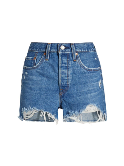 Levi's 501 Original High Rise Medium Wash Distressed Denim Shorts In Oxnard Audio
