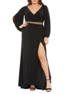 Mac Duggal Plus Size Empire Waist Jersey Gown In Black