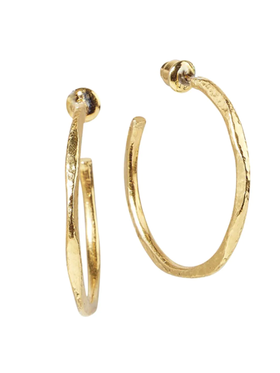 Gurhan Thor Large Hammered 24k Yellow Gold Hoops