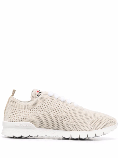 Kiton Fit-knit Low-top Sneakers In Beige