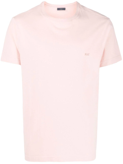 Fay Embroidered-logo T-shirt In Pink