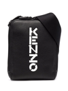 KENZO LOGO-PRINT LEATHER MESSENGER BAG