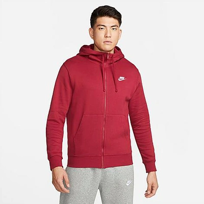 Nike Men's  Sportswear Club Fleece Full-zip Hoodie In Red