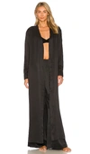 Lunya Washable Silk Long Robe In Immersed Black