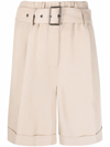 Woolrich Belted-waist Knee-length Shorts In Beige