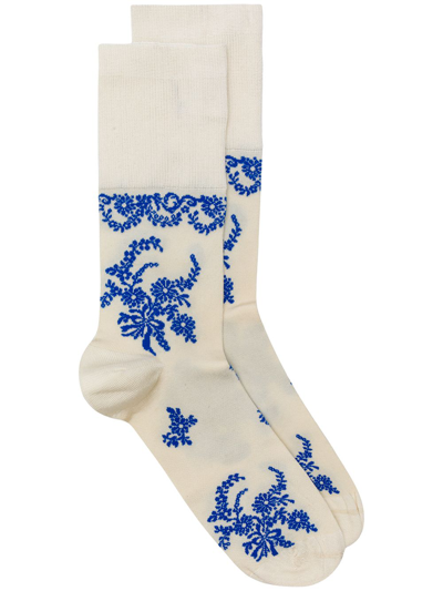 Simone Rocha Floral Intarsia Knit Ankle Socks