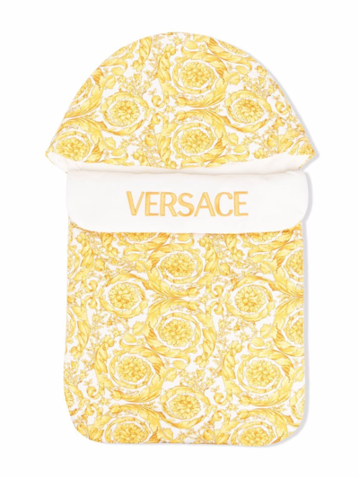 Versace Babies' Baroque Pattern-print Sleep Bag In Yellow