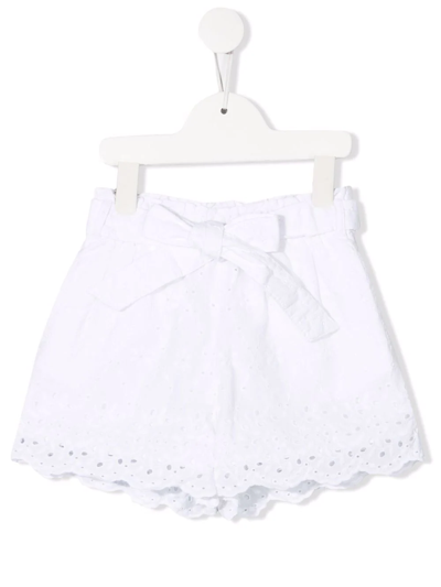 Ralph Lauren Kids' Scallop-hem Cotton Shorts In White