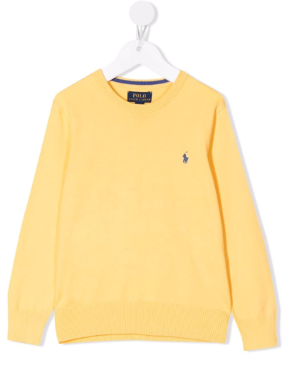 Ralph Lauren Kids' Embroidered-logo Jumper In Yellow