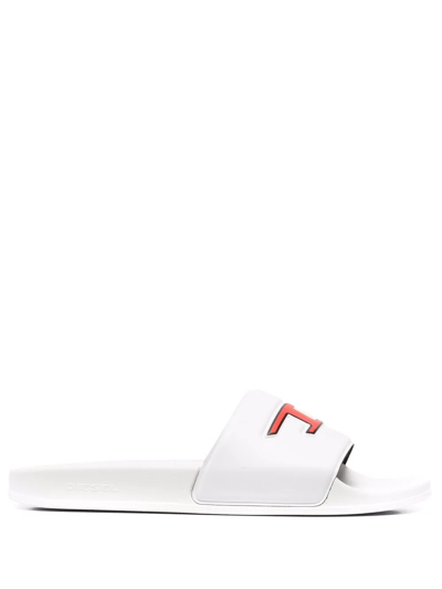 Diesel Sa Mayemi D Logo-embossed Slides In White