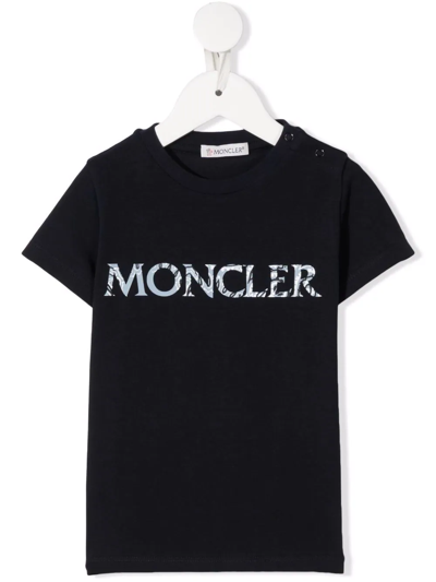 Moncler Babies' Logo-print Cotton T-shirt In Blue