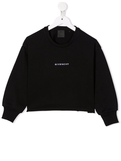 Givenchy Kids' Greca-logo Embroidered Sweatshirt In Black