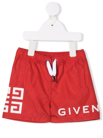 Givenchy Babies' Boys Red Logo Swim Shorts