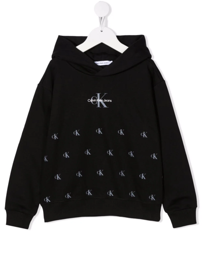 Calvin Klein Kids' Logo-print Hoodie In Black