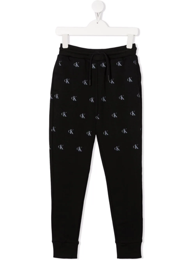 Calvin Klein Kids' 大面积logo印花运动裤 In Black