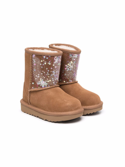 Ugg Kids' Sequin Star-embellished Ankle Boots In Brown